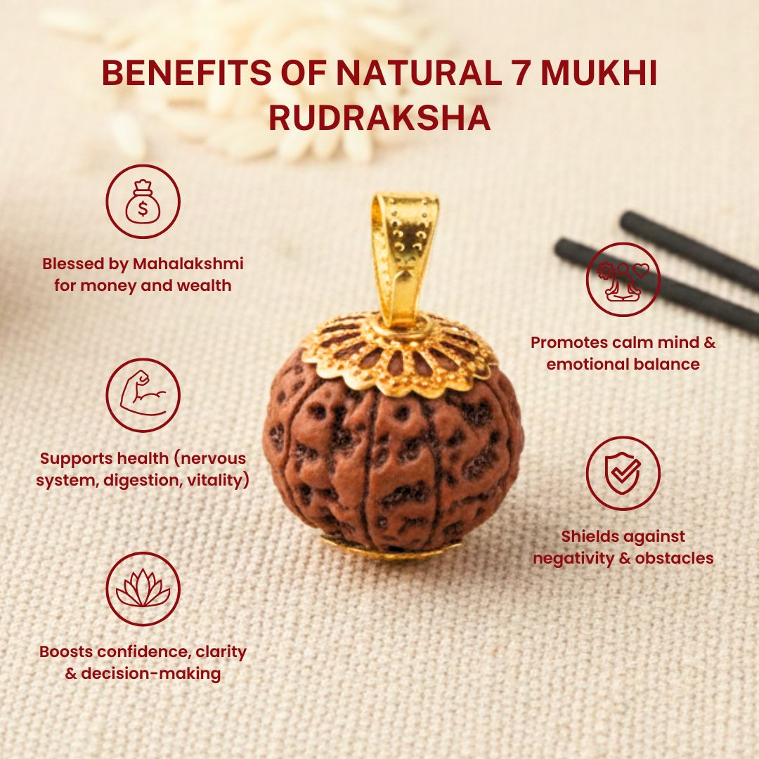 Trivah 7 Mukhi Nepali Rudraksha | Gold Plated