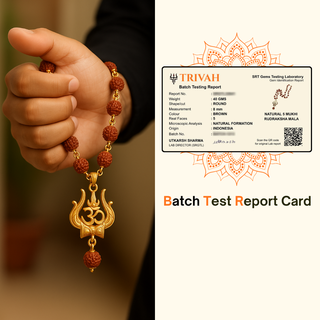 Gold Plated Rudraksha Om Trishul Necklace