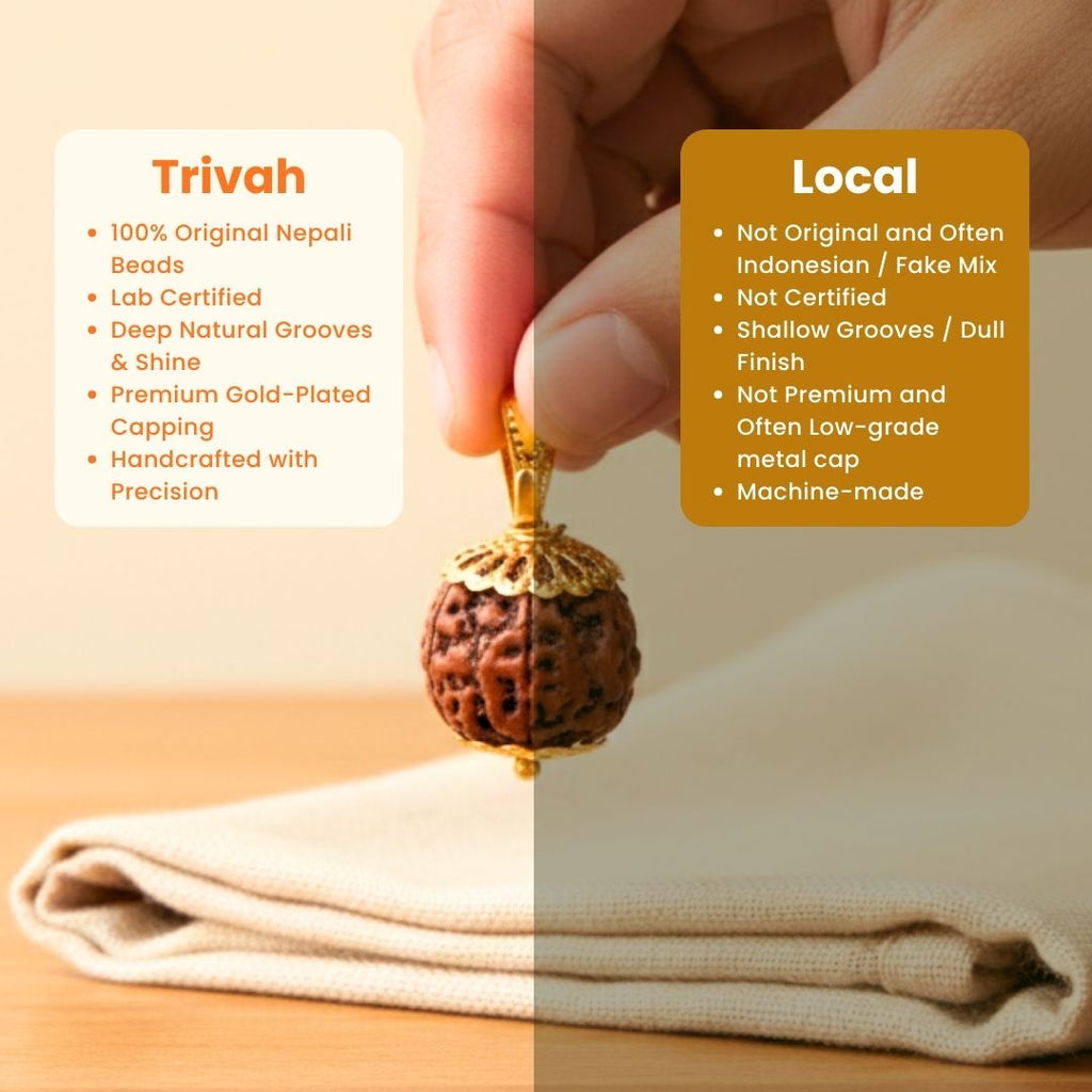 Trivah 5 Mukhi Nepali Rudraksha| Gold Plated