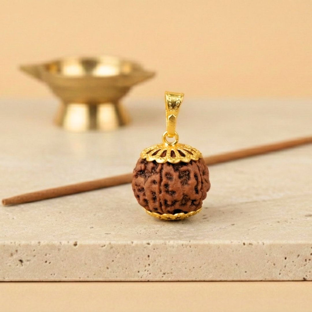 Trivah 5 Mukhi Nepali Rudraksha| Gold Plated