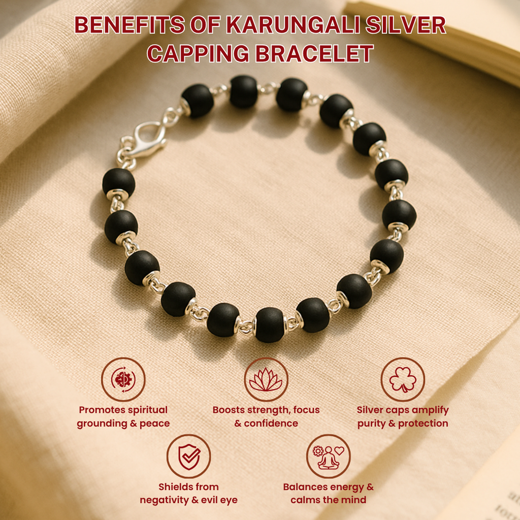 Silver Plated Karungali Beads Bracelet