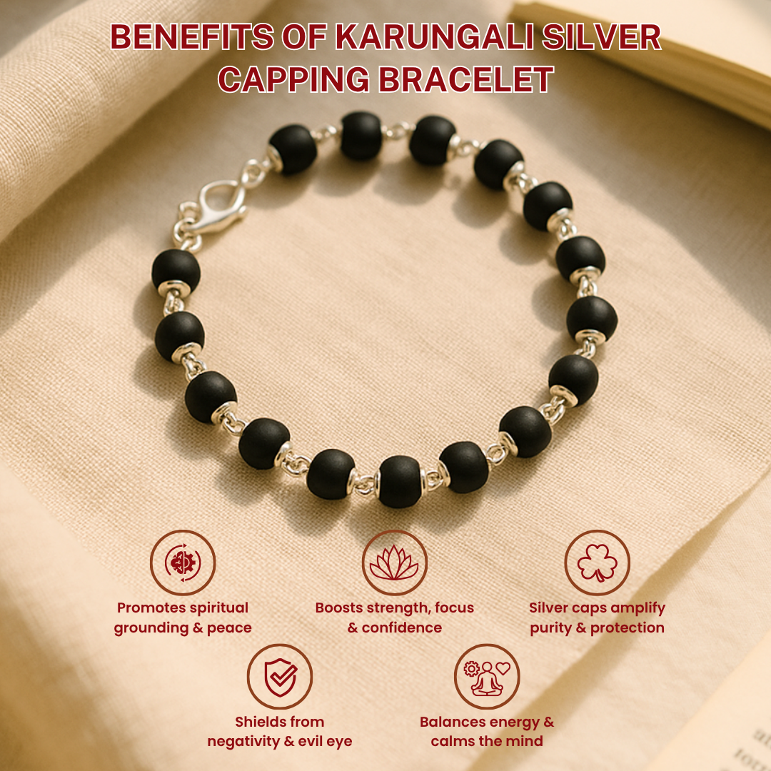Silver Plated Karungali Beads Bracelet