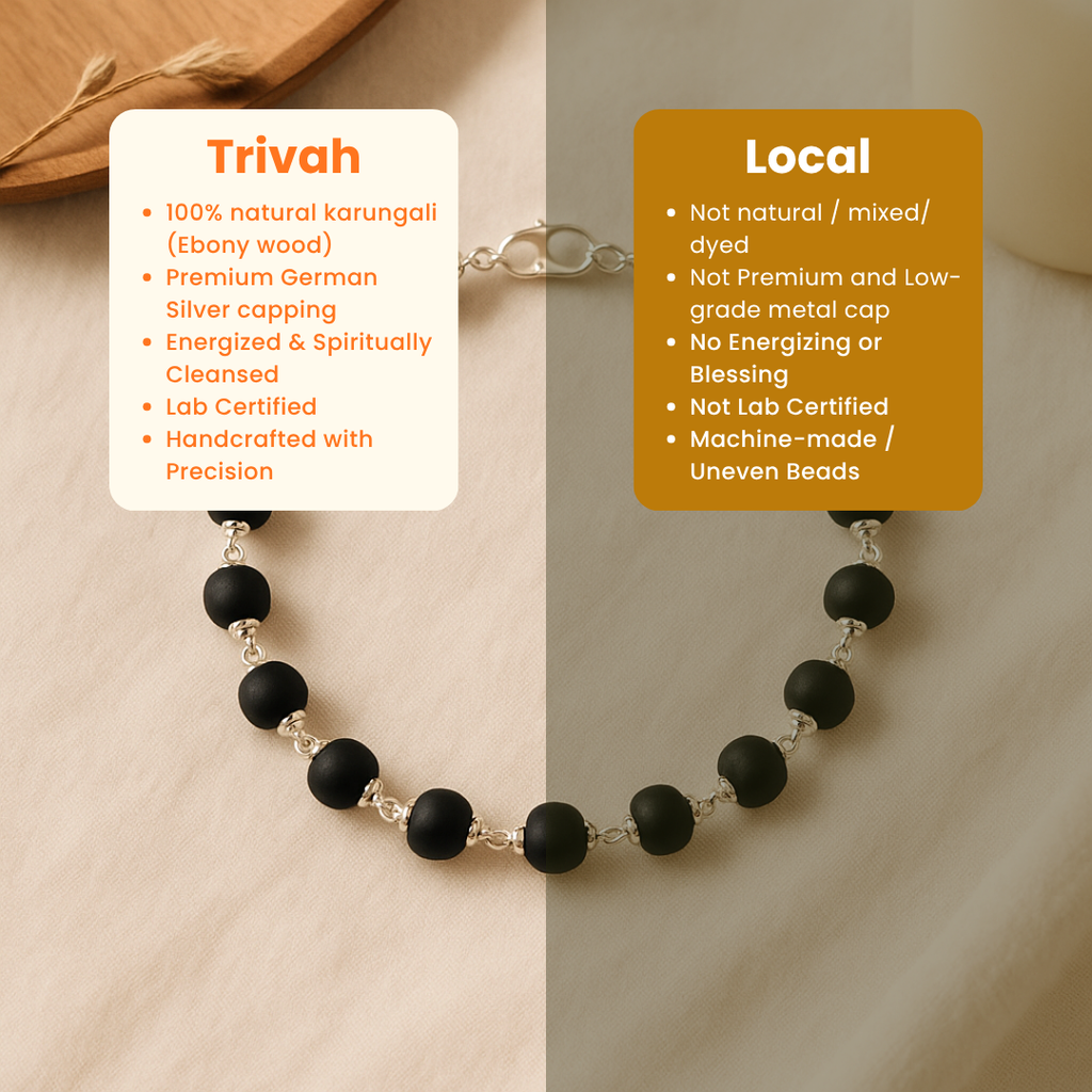 Silver Plated Karungali Beads Bracelet