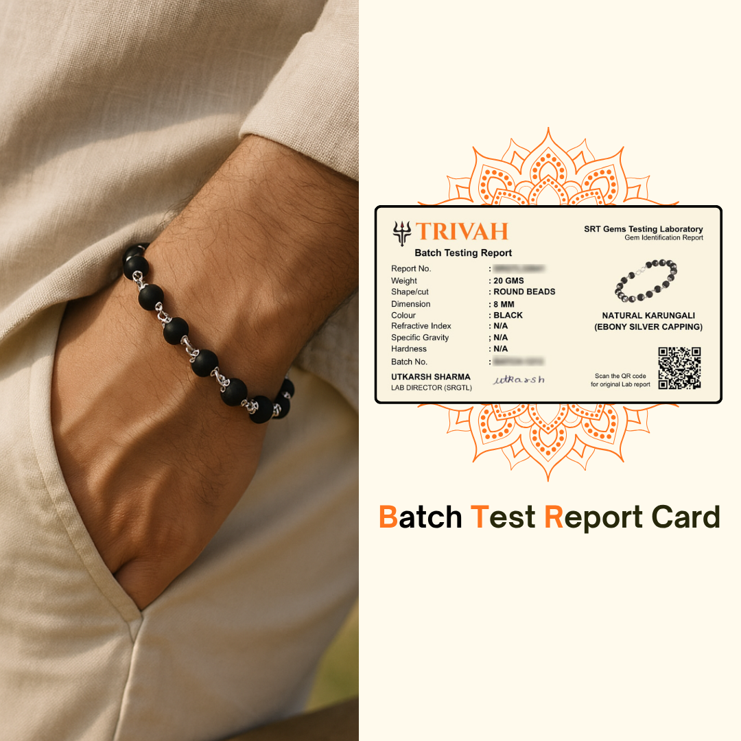 Silver Plated Karungali Beads Bracelet