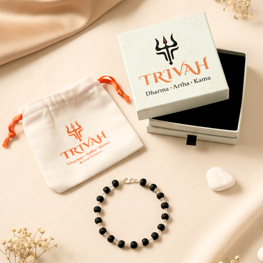 Silver Plated Karungali Beads Bracelet