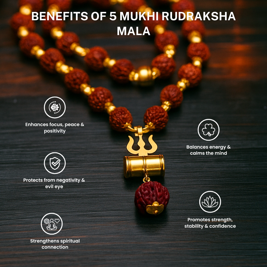 Gold Plated Rudraksha Trishul Necklace