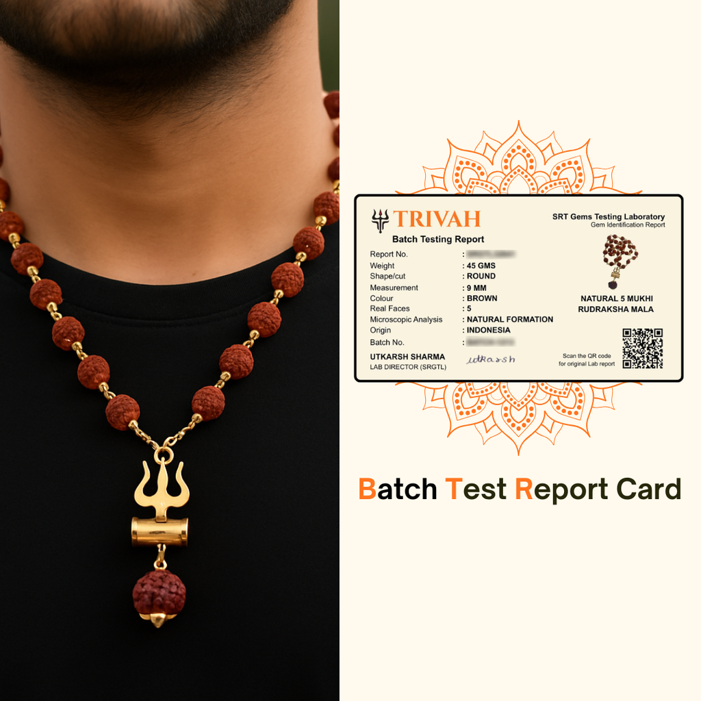 Gold Plated Rudraksha Trishul Necklace