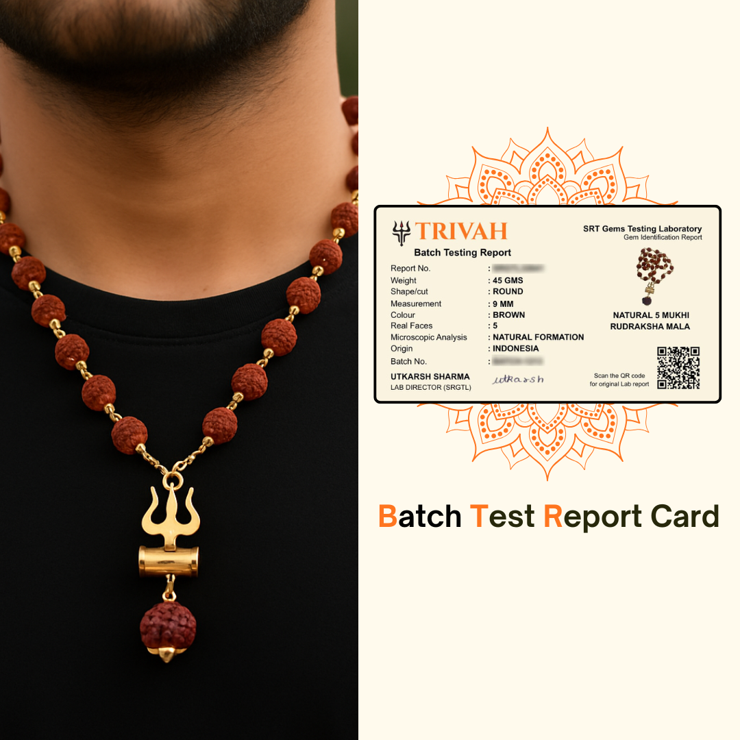 Gold Plated Rudraksha Trishul Necklace