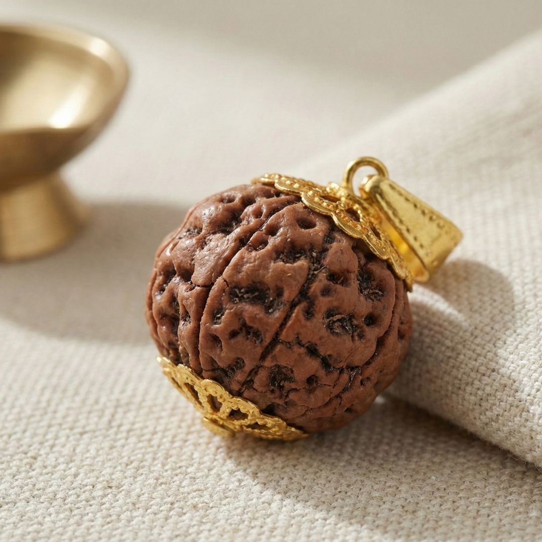 Trivah 7 Mukhi Nepali Rudraksha | Gold Plated