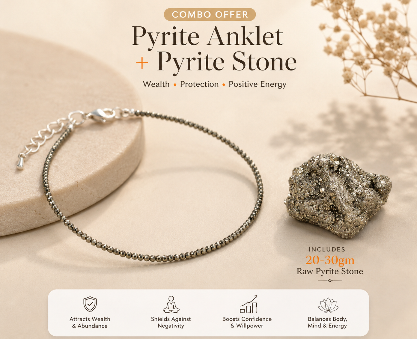 Raw Pyrite Anklet