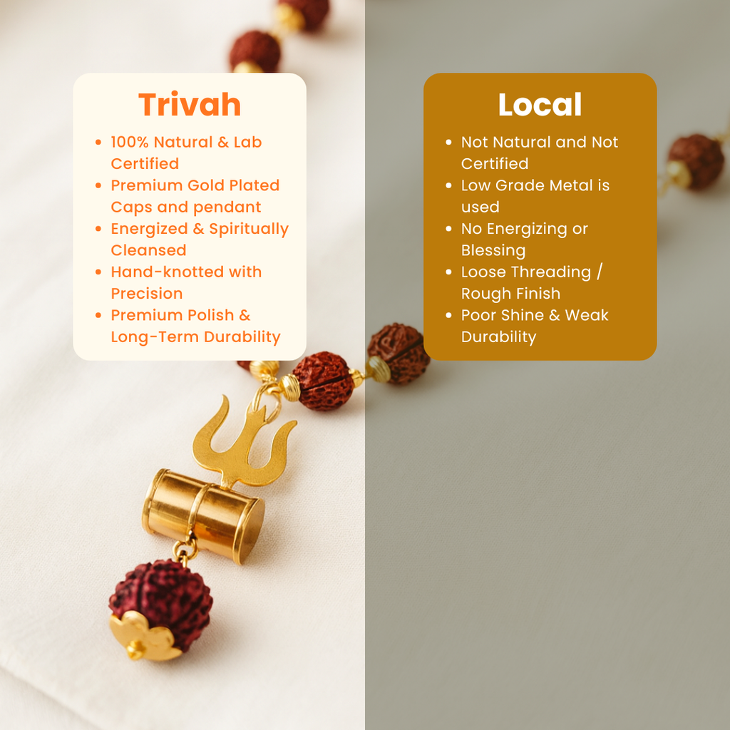 Gold Plated Rudraksha Trishul Necklace