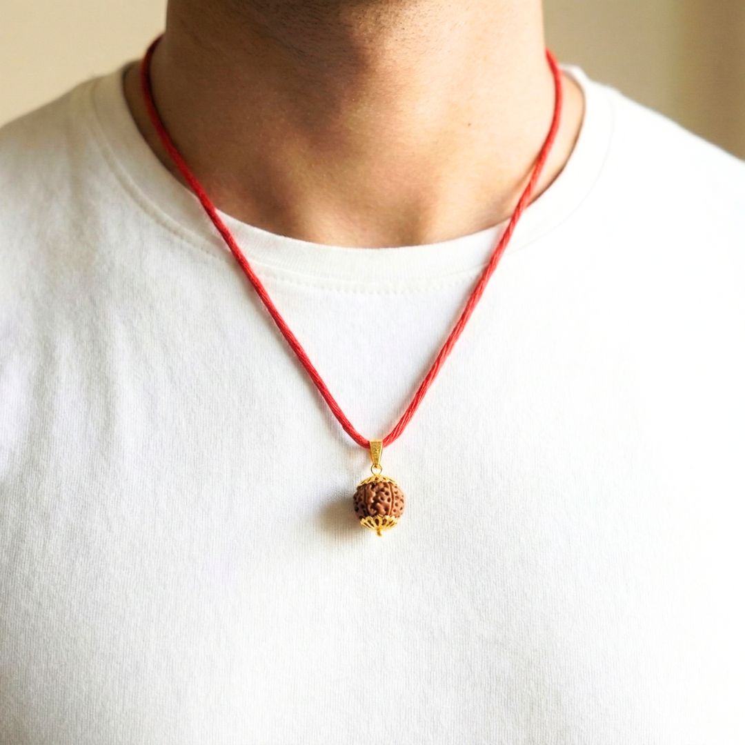 Trivah 5 Mukhi Nepali Rudraksha| Gold Plated