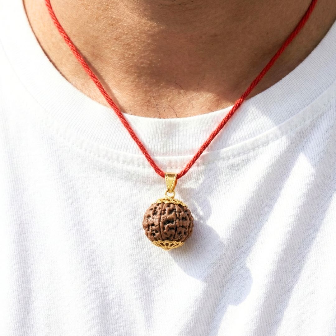 Trivah 7 Mukhi Nepali Rudraksha | Gold Plated