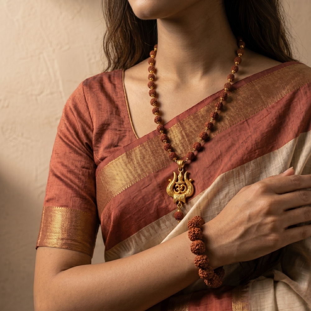 Om Trishul Mala + 7 Mukhi Rudraksha Bracelet